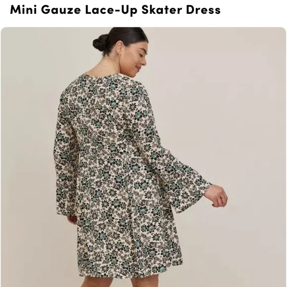 Torrid Mini Gauze Lace-up Skater Dress - Size 2 NWT - Picture 3 of 7